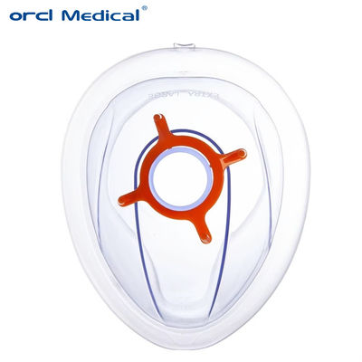 Máscara de anestesia de silicone médica sem látex, cúpula transparente, almofada de ar suave, com almofada de ar de porto padrão