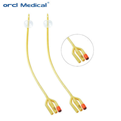 Cateter de Foley descartável amarelo de silicone revestido de 3 vias 390-400 mm de comprimento