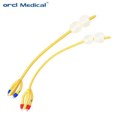 Cateter de foley de látex revestido com silicone 4 vias Balão duplo para cirurgia de urologia